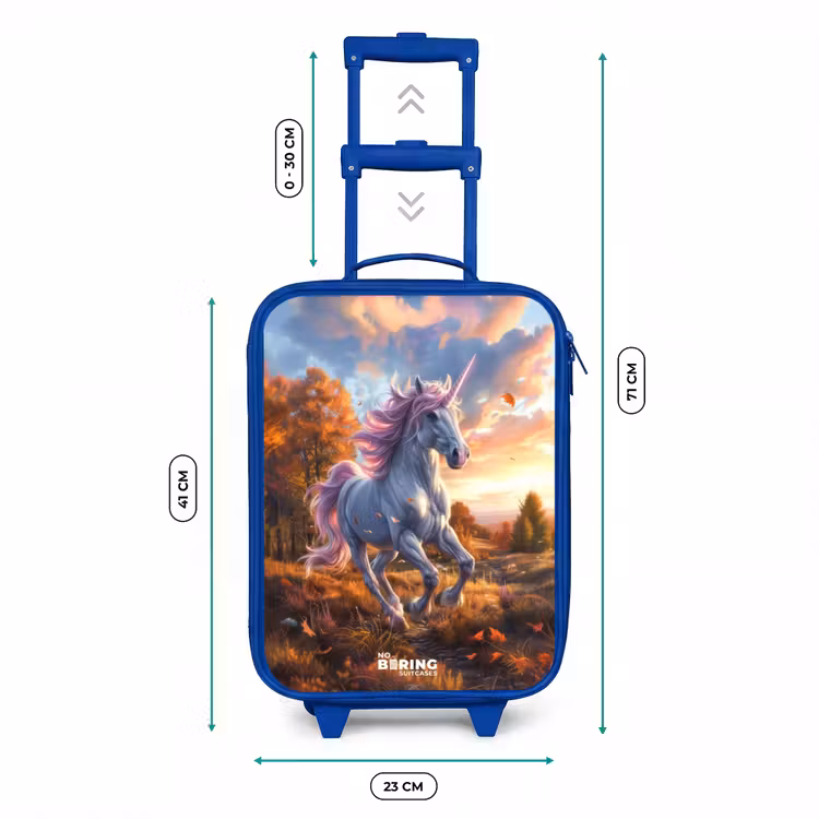Galopperende Eenhoorn in Herfstwereld Kinderkoffer - Blauw klein -productfoto_formaten