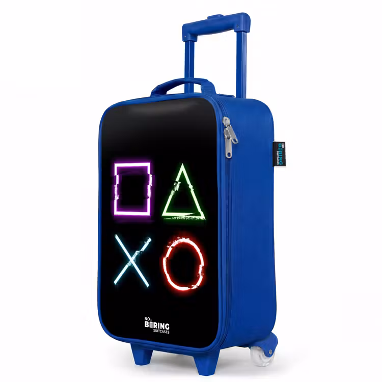 Knoppen van een gameconsole Kinderkoffer - Blauw klein -productfoto_schuin