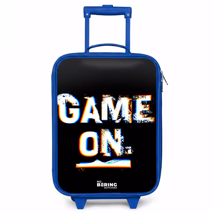 Game on in zwart wit Kinderkoffer - Blauw klein -3d