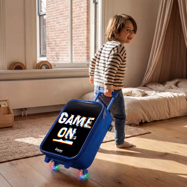 Game on in zwart wit Kinderkoffer - Blauw klein -sfeer1