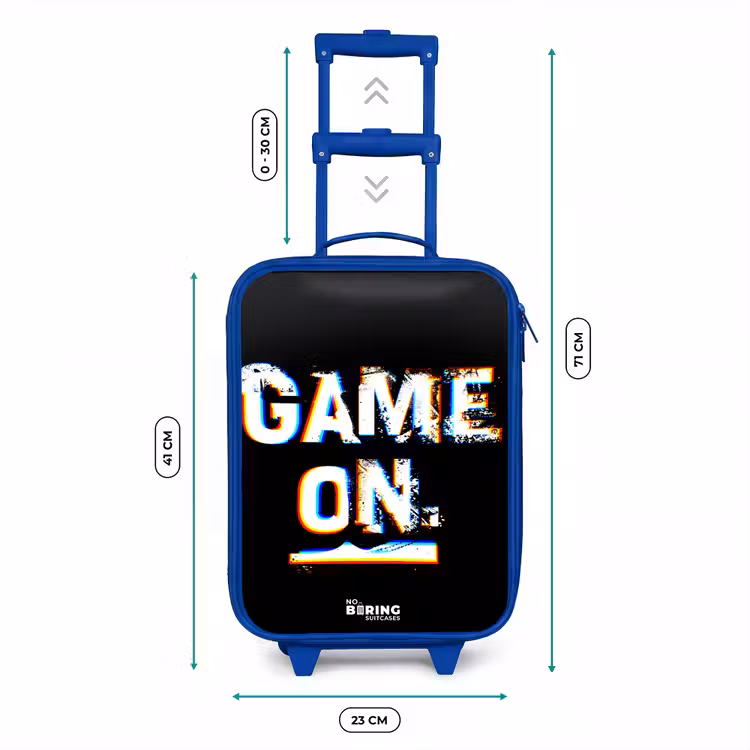 Game on in zwart wit Kinderkoffer - Blauw klein -productfoto_formaten