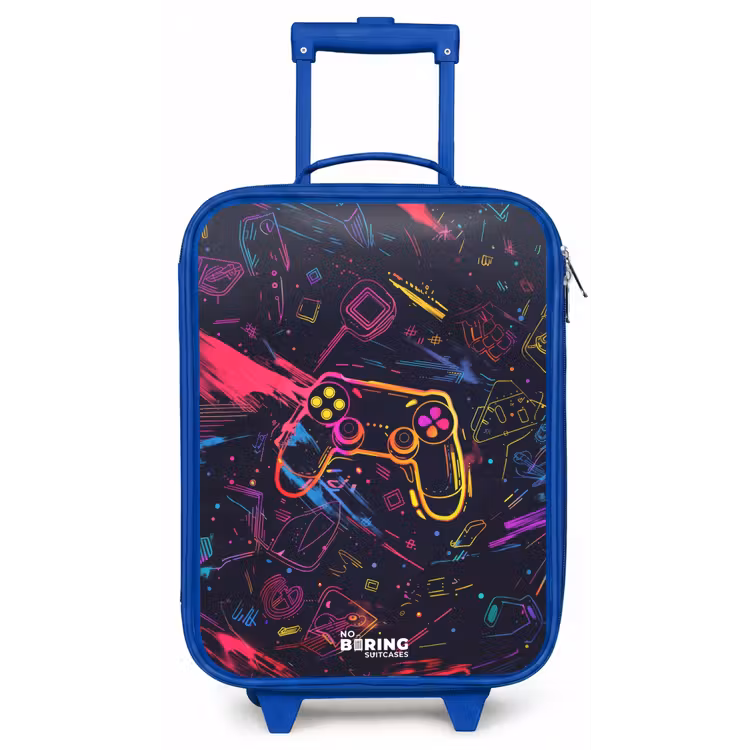 Gamerwereld in neonstijl Kinderkoffer - Blauw klein -zz3dotto