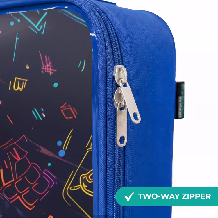 Gamerwereld in neonstijl Kinderkoffer - Blauw klein -rits_EN