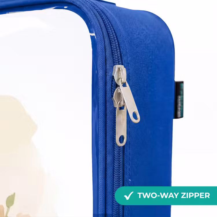 Giraffe en olifant tussen bloemen op witte achtergrond Kinderkoffer - Blauw klein -rits_EN