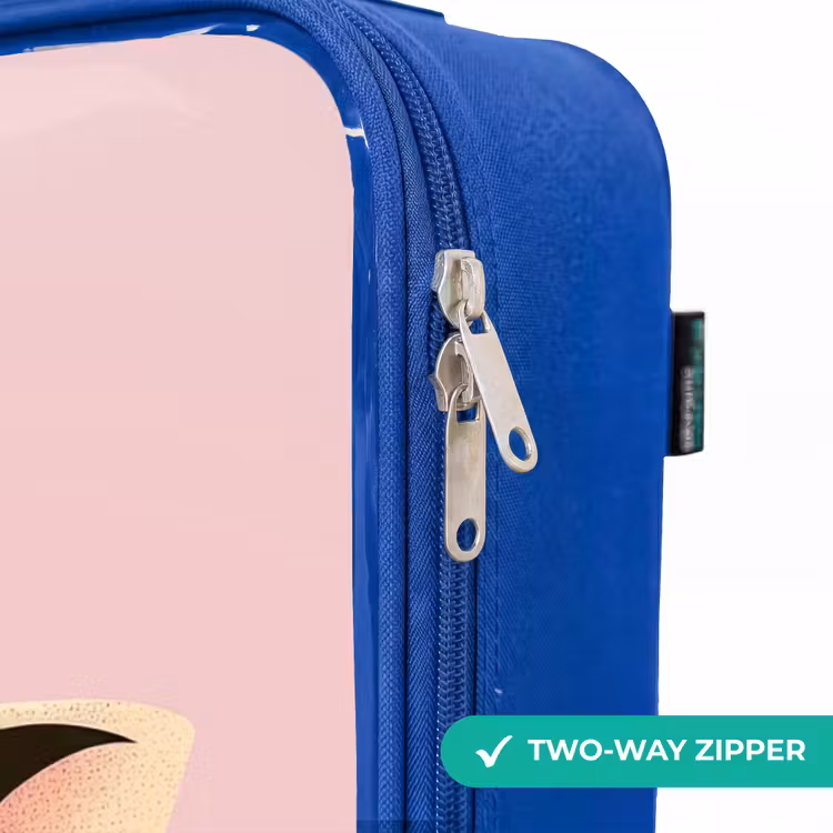 Giraffe - Wimpers - Minimalistisch - Roze Kinderkoffer - Blauw klein -rits_EN