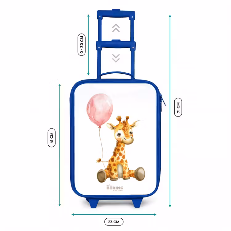 Giraffe met roze ballon Kinderkoffer - Blauw klein -productfoto_formaten