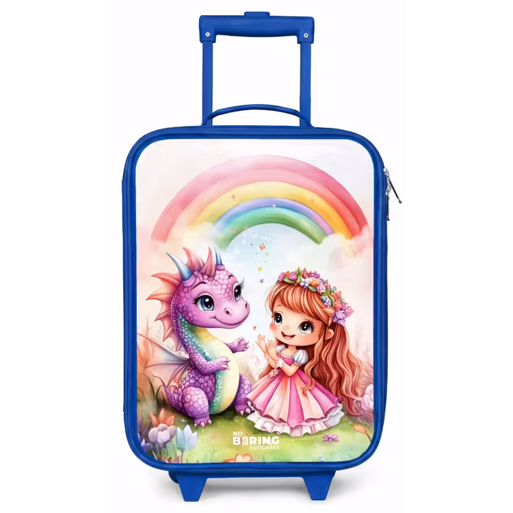 Meisje met paarse draak onder regenboog Kinderkoffer - Blauw klein -zz3dotto