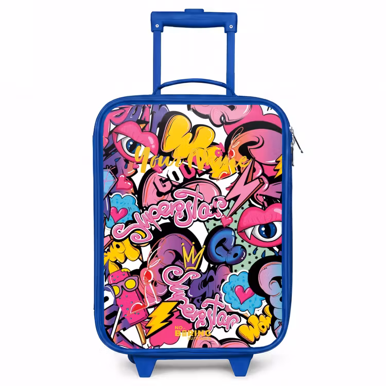 Girly graffiti Kinderkoffer - Blauw klein -3d