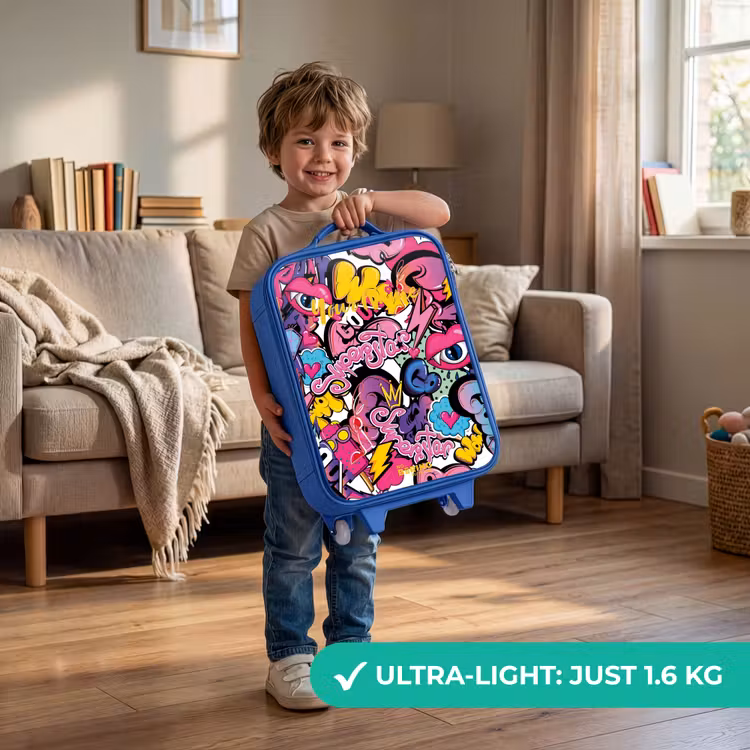 Girly graffiti Kinderkoffer - Blauw klein -sfeer2_EN