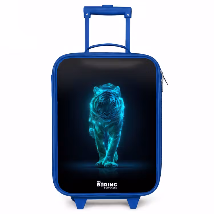 Gloeiende tijger in beweging Kinderkoffer - Blauw klein -3d