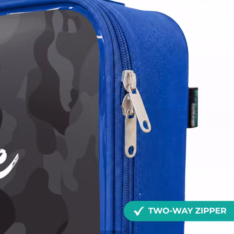 Groene camouflage print Kinderkoffer - Blauw klein -rits_EN