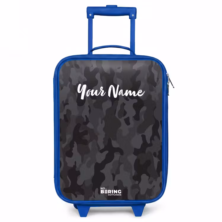 Groene camouflage print Kinderkoffer - Blauw klein -3d