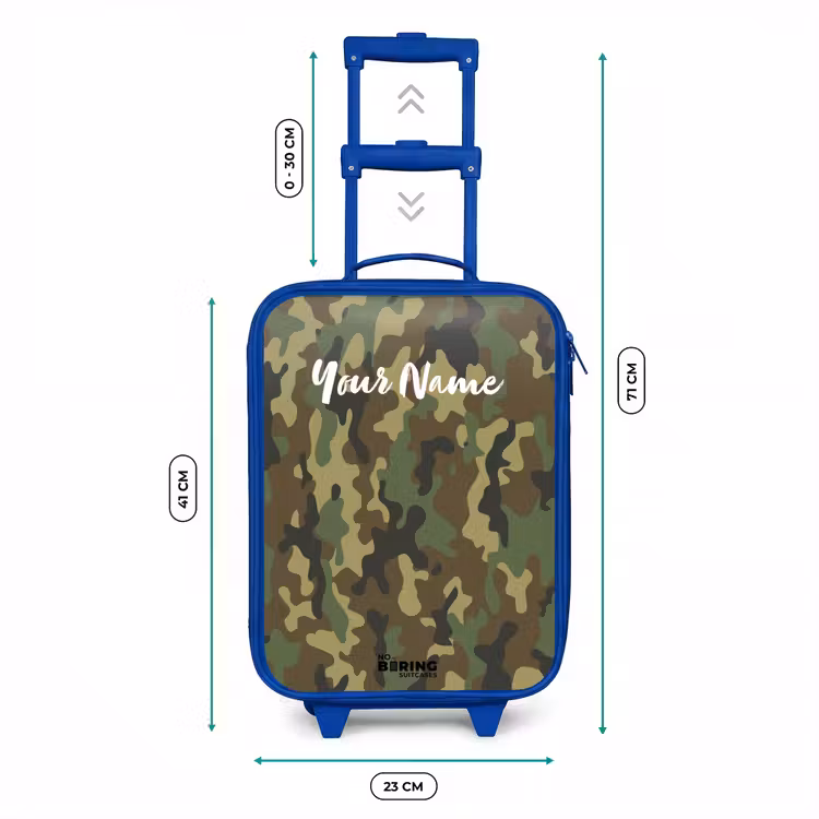 Groene camouflage met zandkleur Kinderkoffer - Blauw klein -productfoto_formaten