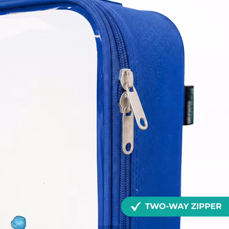 Groene kikker met grote ogen op witte achtergrond Kinderkoffer - Blauw klein -rits_EN