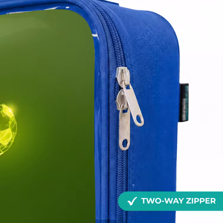 Groene neon omhaal in actie Kinderkoffer - Blauw klein -rits_EN