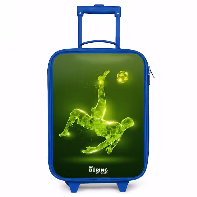 Groene neon omhaal in actie Kinderkoffer - Blauw klein -3d