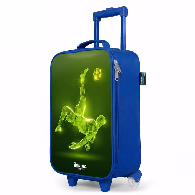 Groene neon omhaal in actie Kinderkoffer - Blauw klein -productfoto_schuin