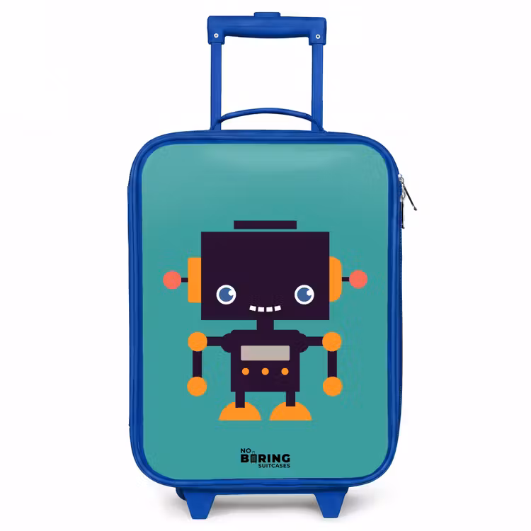 Groene robot Kinderkoffer - Blauw klein -3d