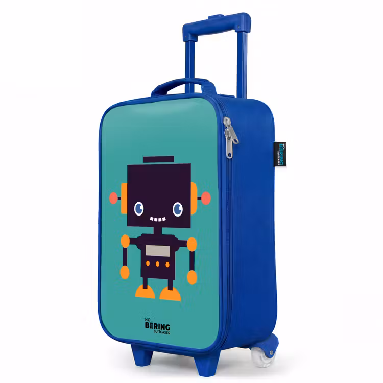 Groene robot Kinderkoffer - Blauw klein -productfoto_schuin