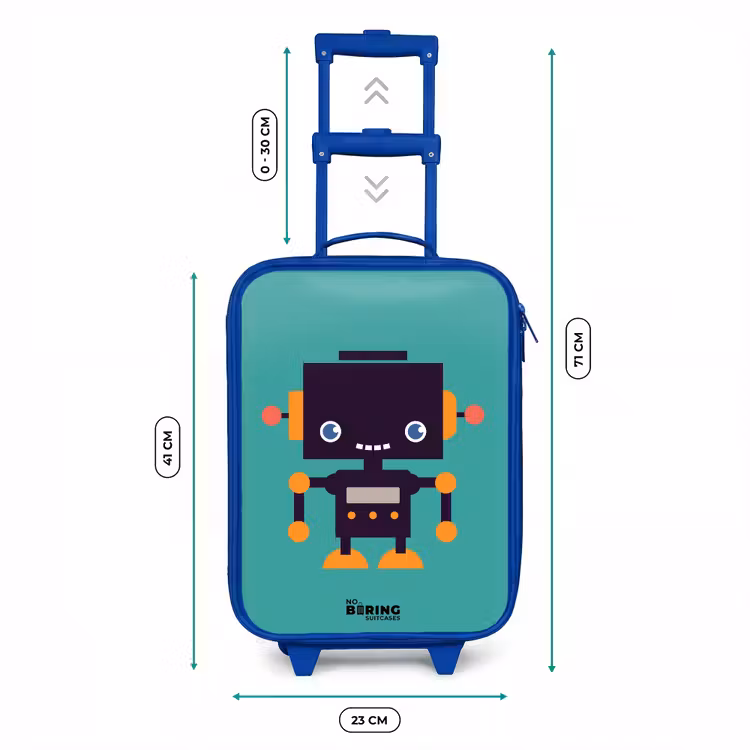 Groene robot Kinderkoffer - Blauw klein -productfoto_formaten