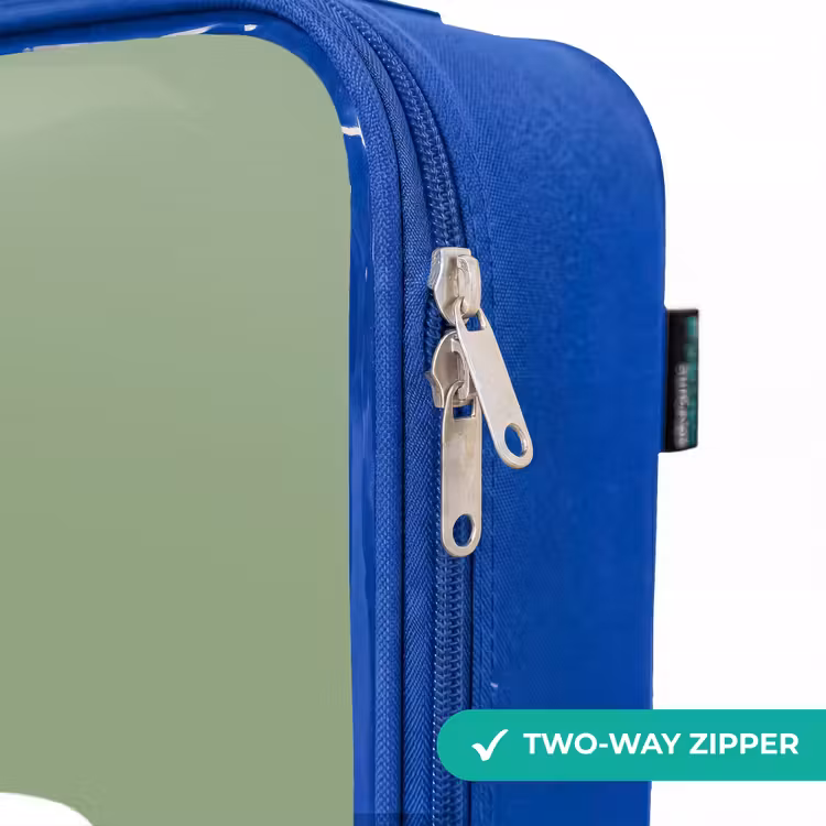 Groen met T-rex dino Kinderkoffer - Blauw klein -rits_EN