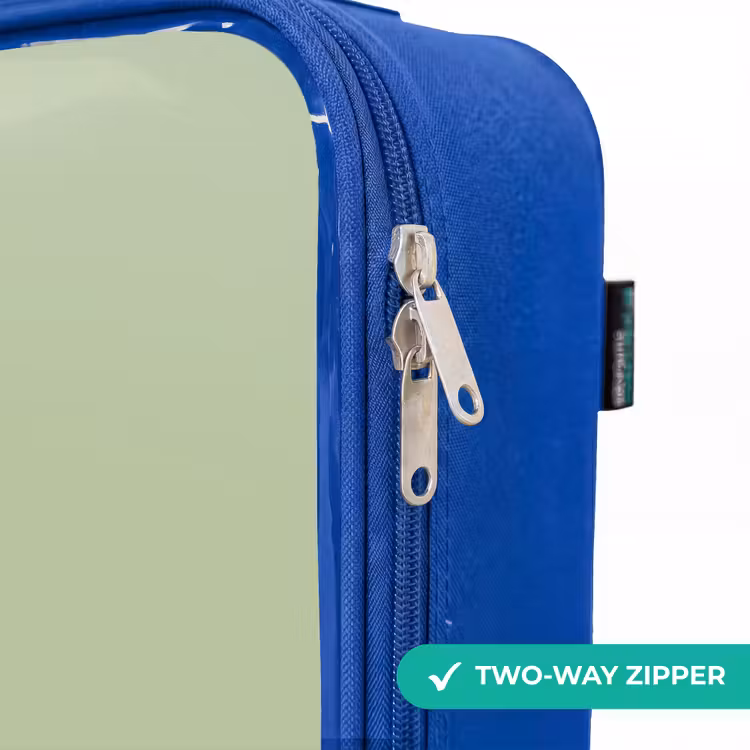 Groen met Triceratops dino Kinderkoffer - Blauw klein -rits_EN