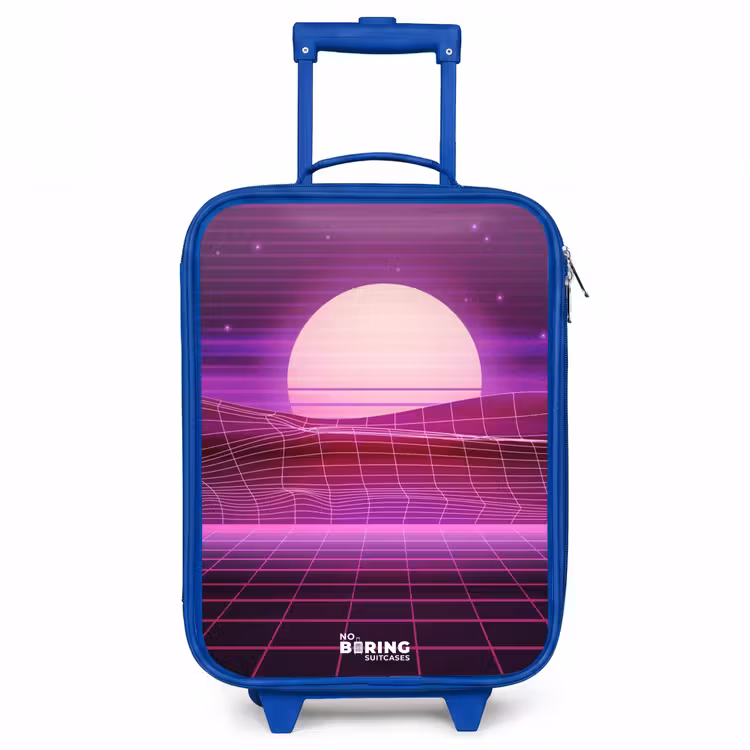 Rasterlandschap met zon Kinderkoffer - Blauw klein -3d