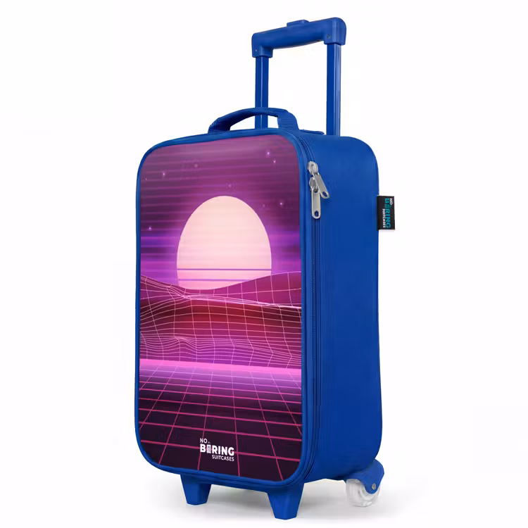 Rasterlandschap met zon Kinderkoffer - Blauw klein -productfoto_schuin