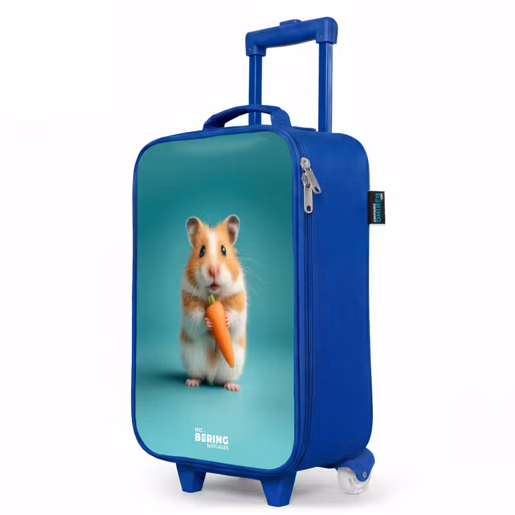 Hamster - Wortel - Dier Kinderkoffer - Blauw klein -productfoto_schuin