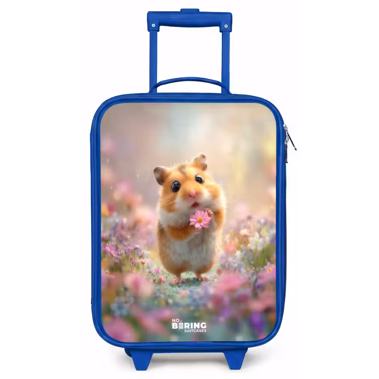 Hamster - Bloem - Natuur - Dier Kinderkoffer - Blauw klein -zz3dotto
