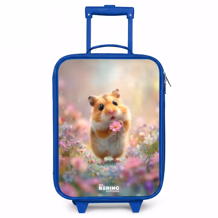 Hamster - Bloem - Natuur - Dier Kinderkoffer - Blauw klein -3d