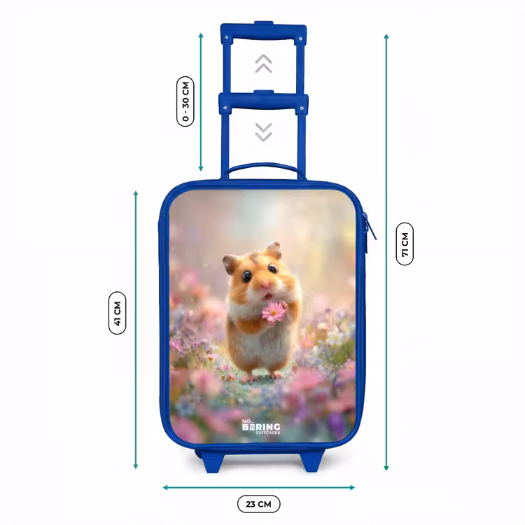 Hamster - Bloem - Natuur - Dier Kinderkoffer - Blauw klein -productfoto_formaten