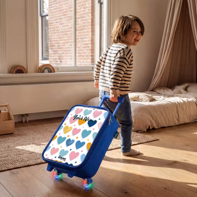 Hartenpatroon Kinderkoffer - Blauw klein -sfeer1
