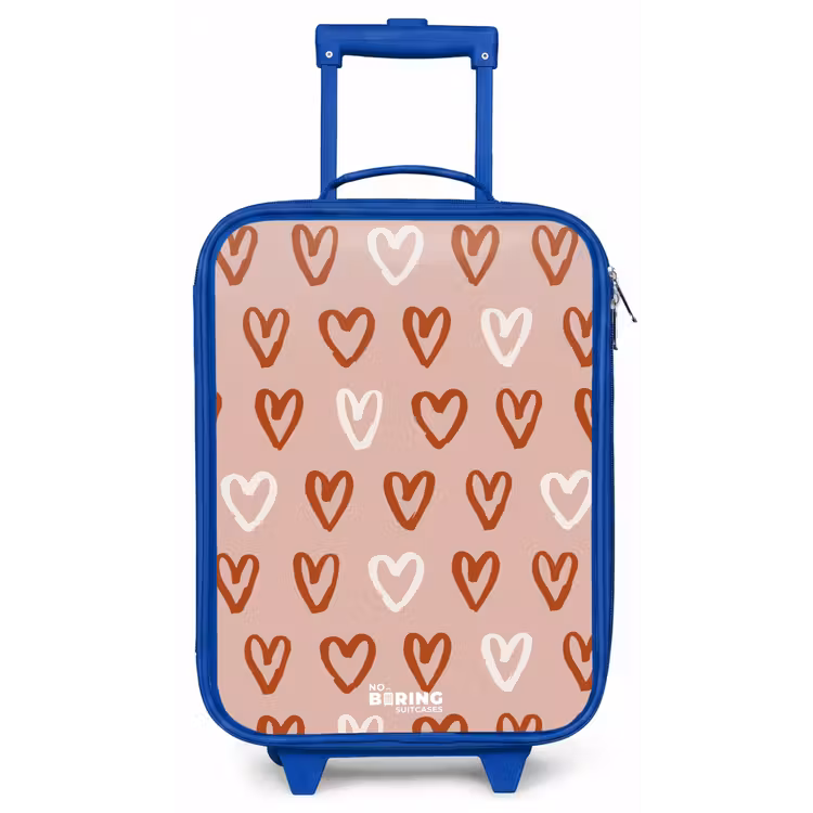 Hartjes patroon in roze en wit Kinderkoffer - Blauw klein -zz3dotto