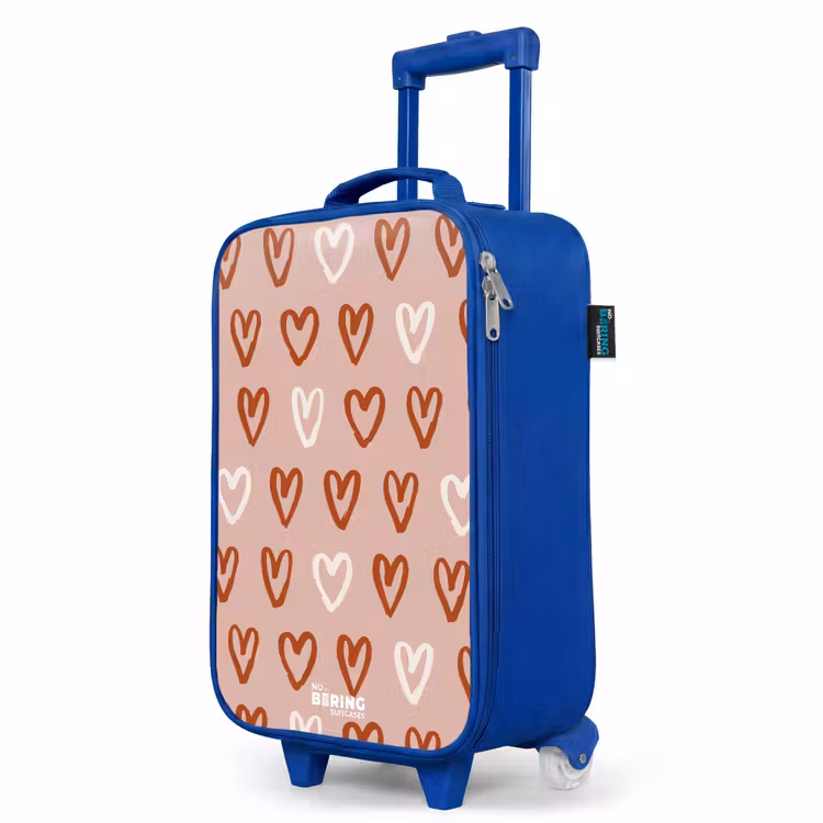 Hartjes patroon in roze en wit Kinderkoffer - Blauw klein -productfoto_schuin