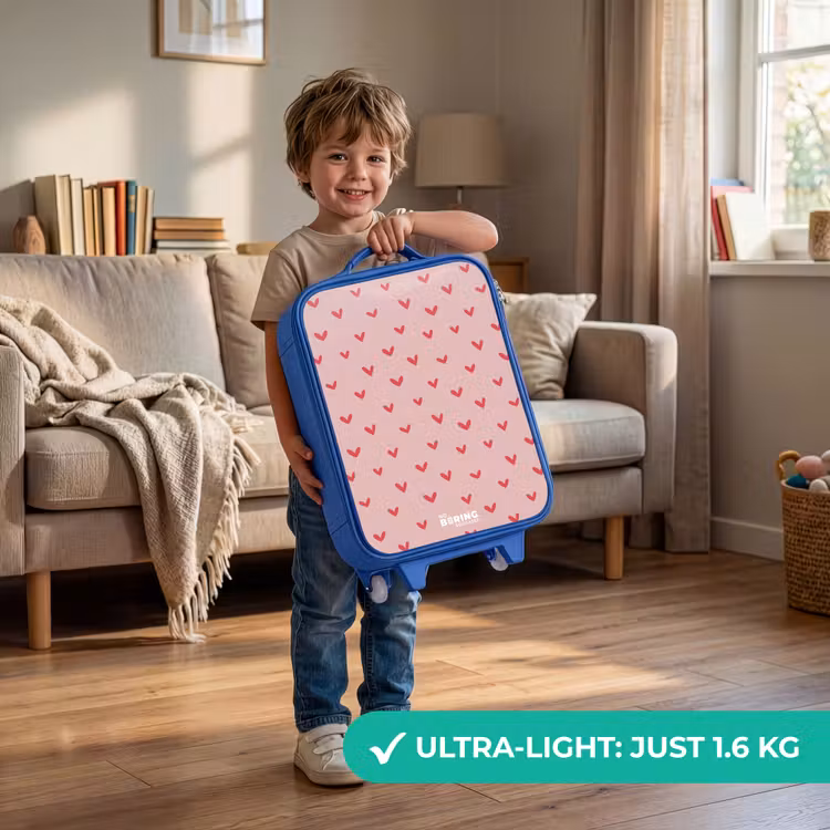Hartjespatroon met roze kleuren Kinderkoffer - Blauw klein -sfeer2_EN