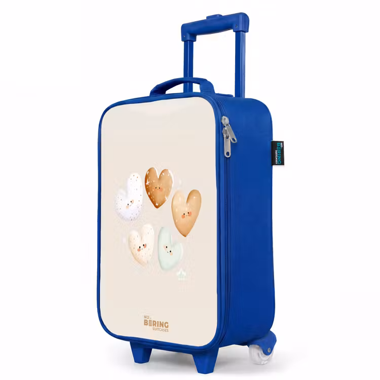 Hartjes in zachte beige tinten Kinderkoffer - Blauw klein -productfoto_schuin