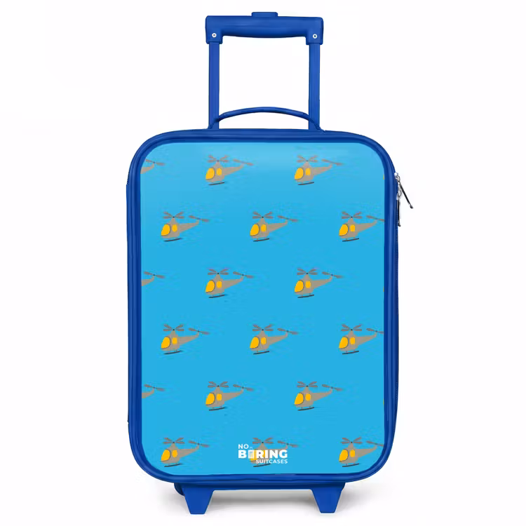 Helikopter heibel Kinderkoffer - Blauw klein -3d