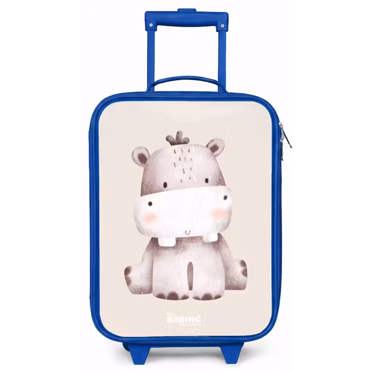 Nijlpaard op beige achtergrond illustratie Kinderkoffer - Blauw klein -zz3dotto