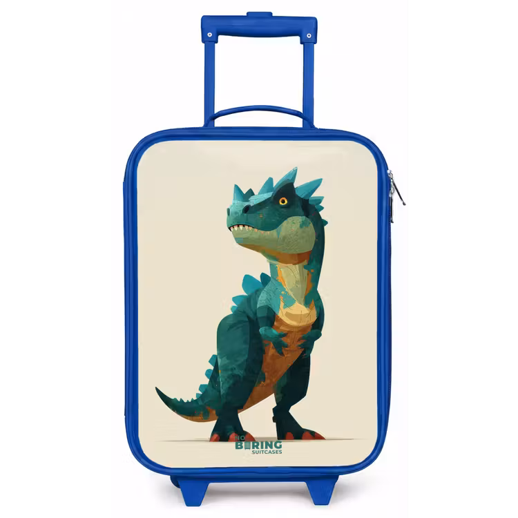 Gehoornde dino met scherpe blik Kinderkoffer - Blauw klein -zz3dotto