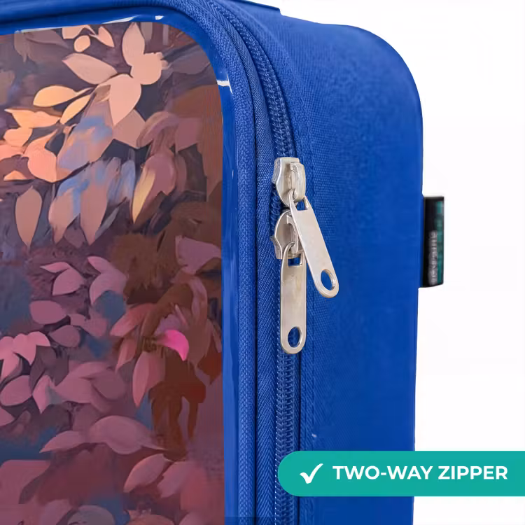 Paard - Bloemen - Paars - Vlinder Kinderkoffer - Blauw klein -rits_EN