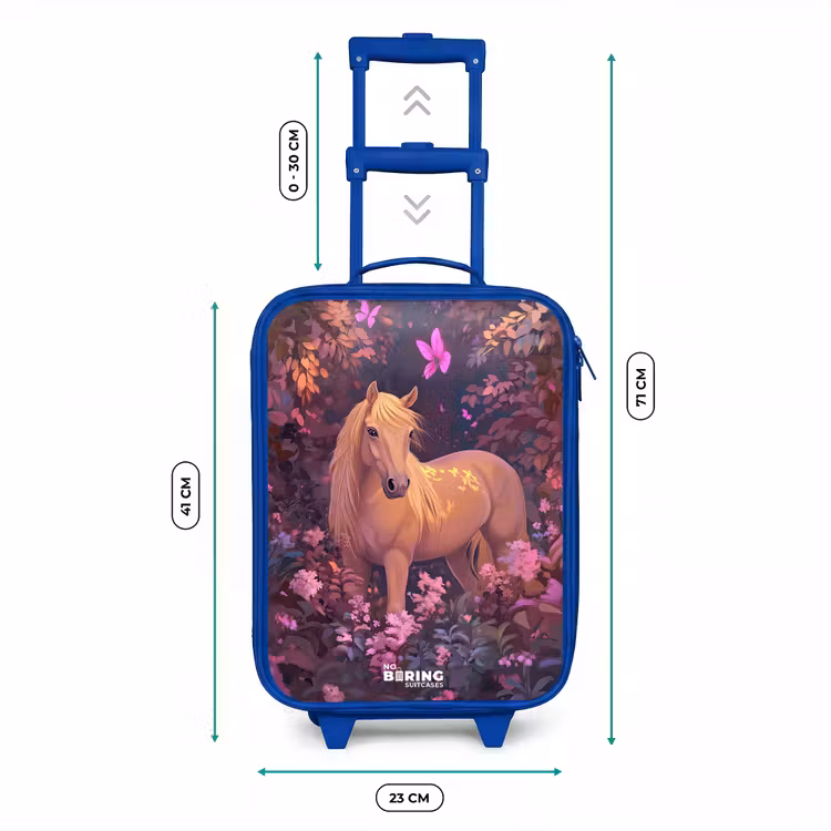 Paard - Bloemen - Paars - Vlinder Kinderkoffer - Blauw klein -productfoto_formaten