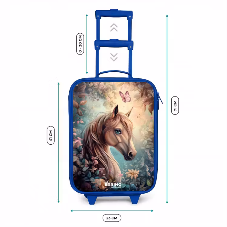 Paard met vlinders in bloementuin Kinderkoffer - Blauw klein -productfoto_formaten