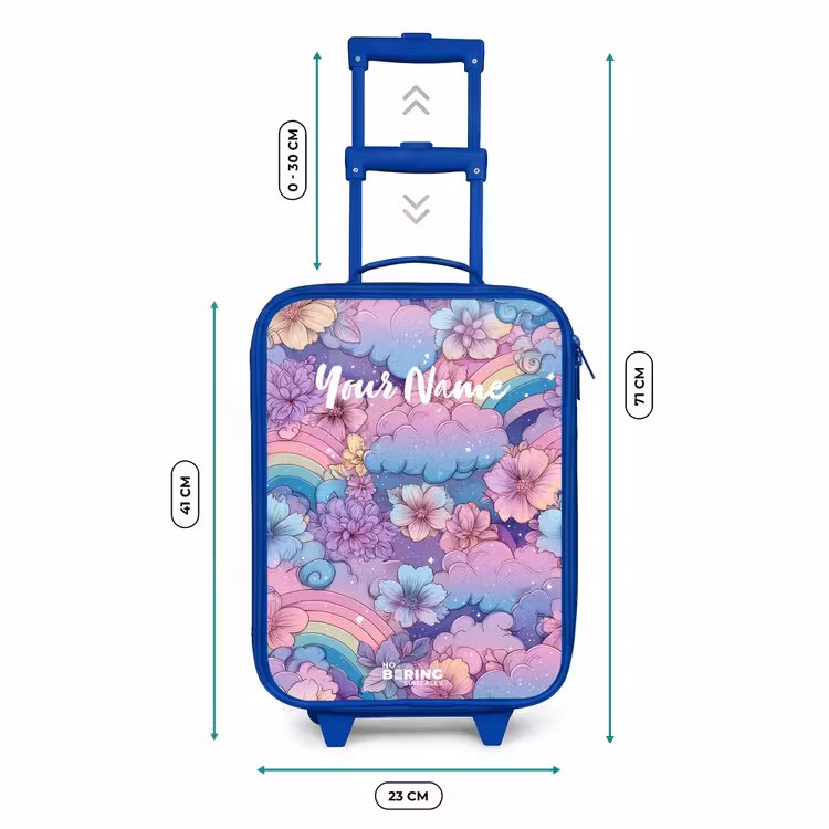 Illustratie van wolken, regenbogen en bloemen Kinderkoffer - Blauw klein -productfoto_formaten