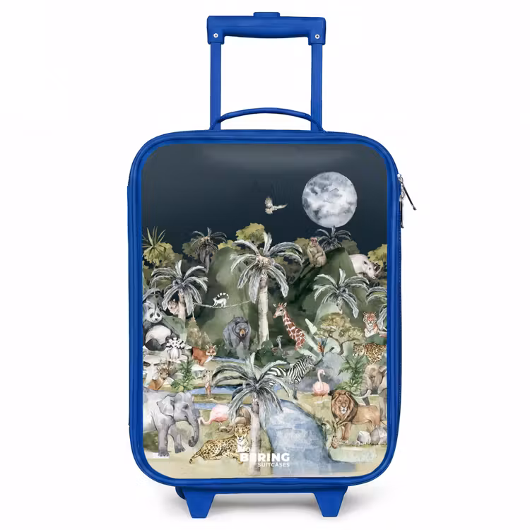 Jungle in de maneschijn Kinderkoffer - Blauw klein -3d