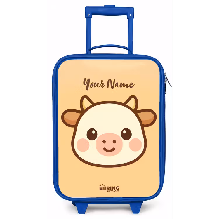 Kawai - Koe - Bruin Kinderkoffer - Blauw klein -zz3dotto