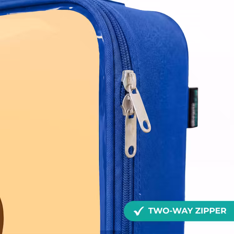 Kawai - Koe - Bruin Kinderkoffer - Blauw klein -rits_EN