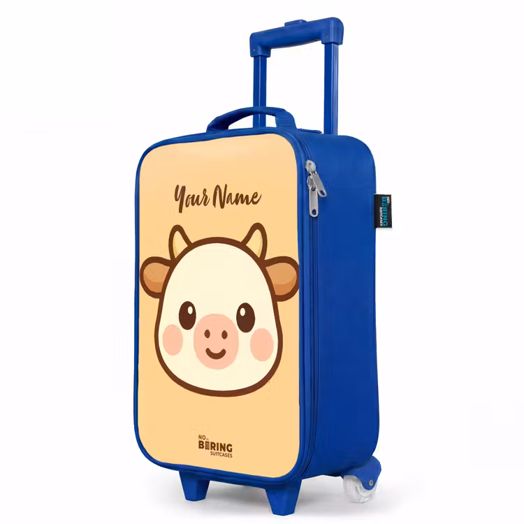 Kawai - Koe - Bruin Kinderkoffer - Blauw klein -productfoto_schuin
