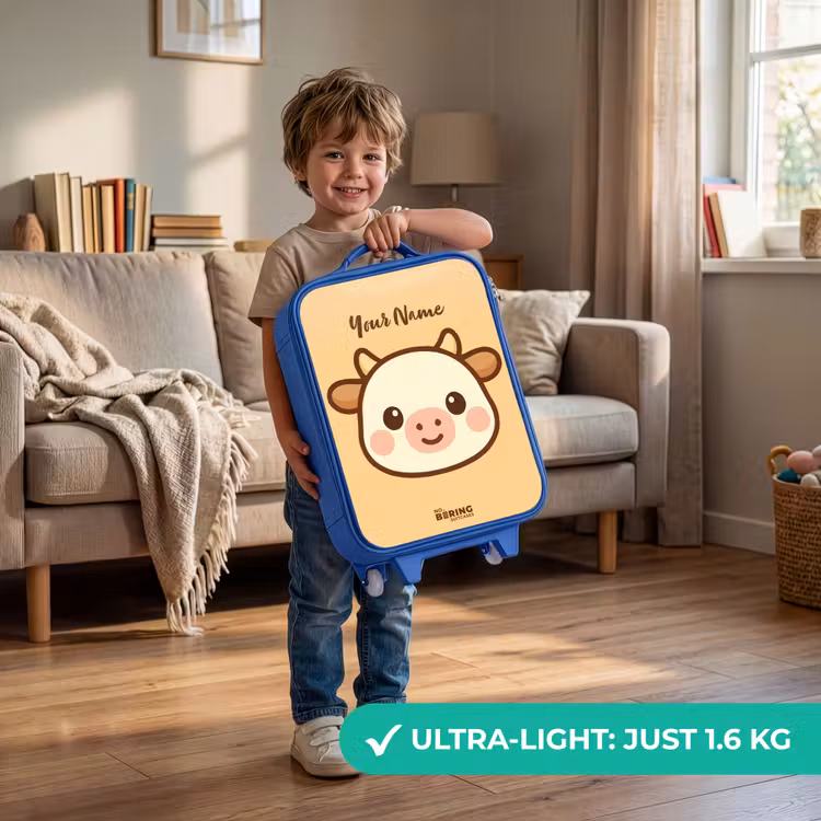 Kawai - Koe - Bruin Kinderkoffer - Blauw klein -sfeer2_EN