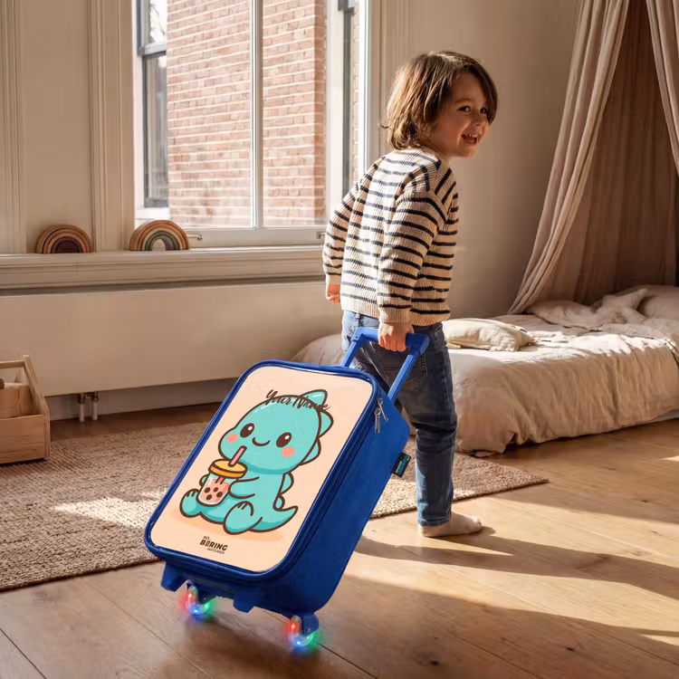 Kawai - Dino - Bubbletea Kinderkoffer - Blauw klein -sfeer1